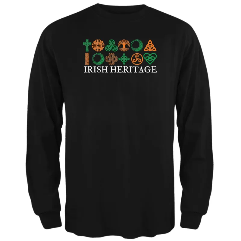 St Patricks Day Celtic Heritage Irish Flag Celtic Symbols Mens Long Sleeve T Shirt made by Old Glory