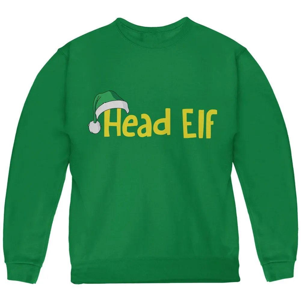 Christmas Head Elf Green Youth Sweatshirt sold by Old Glory