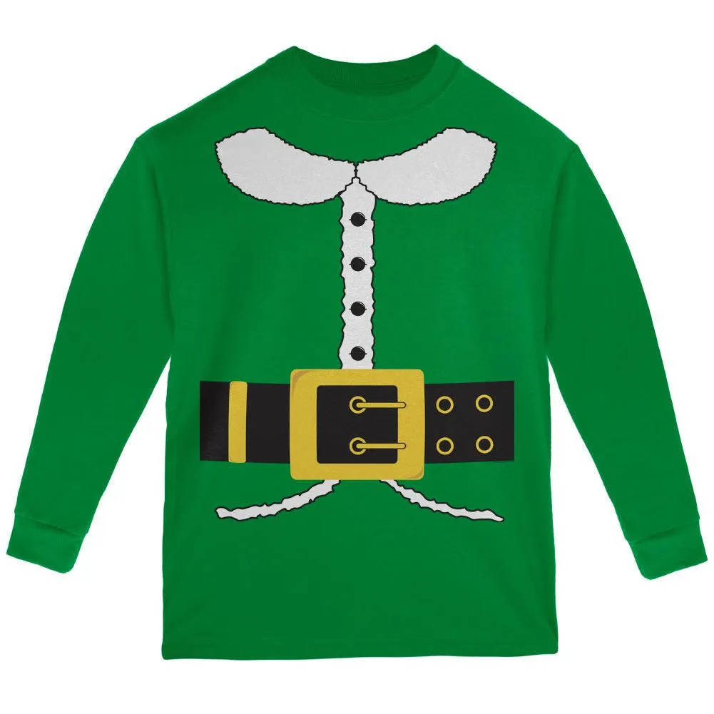 Holiday Elf Costume Green Youth Long Sleeve T-Shirt sold by Old Glory