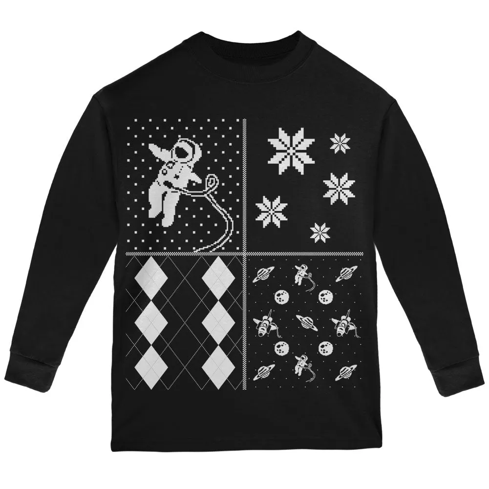 Astronaut in Space Ugly XMAS Sweater Festive Blocks Youth Long Sleeve T-Shirt sold by Old Glory product image thumbnail 2