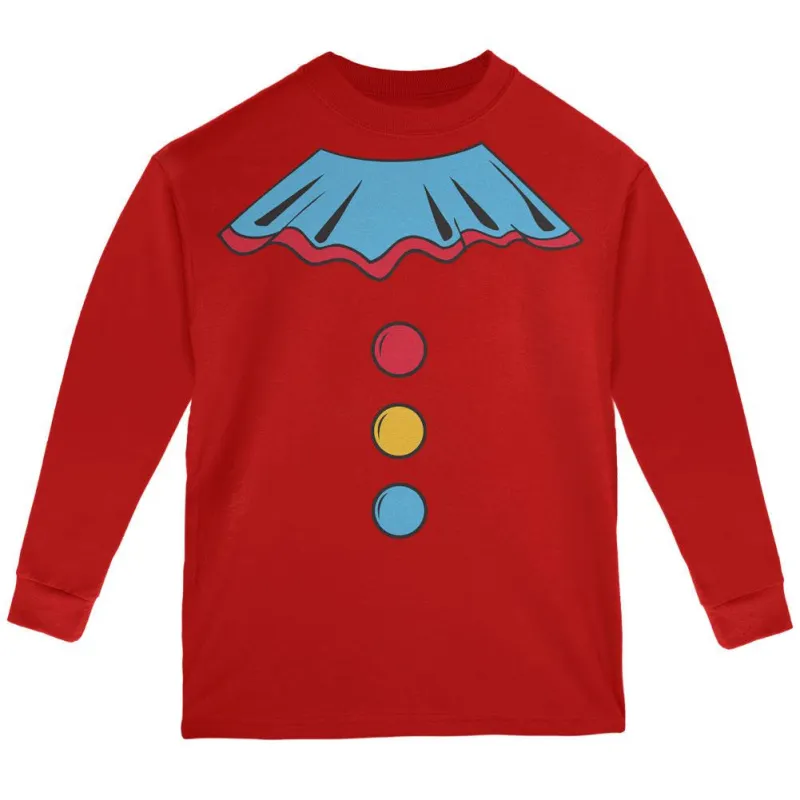 Halloween Clown Costume Red Youth Long Sleeve T-Shirt sold by Old Glory