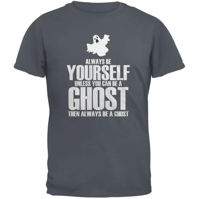 Halloween Always Be Yourself Ghost Charcoal Youth T-Shirt sold by Old Glory