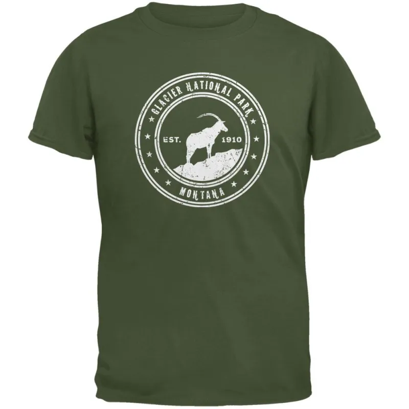 Glacier National Park Military Green Youth T-Shirt sold by Old Glory