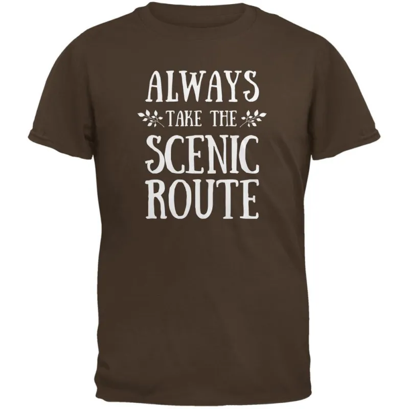 Hiking Always Take the Scenic Route Brown Youth T-Shirt sold by Old Glory