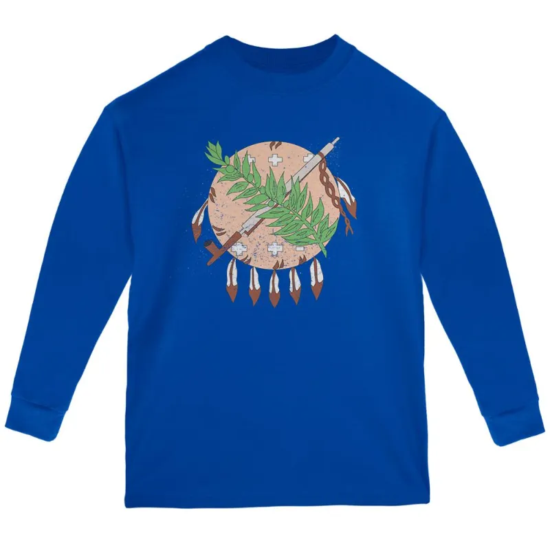 Born and Raised Oklahoma State Flag Youth Long Sleeve T Shirt sold by Old Glory