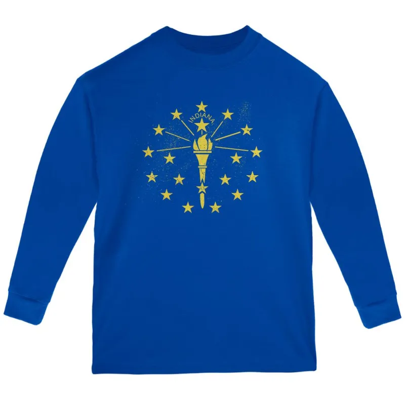 Born and Raised Indiana State Flag Youth Long Sleeve T Shirt sold by Old Glory