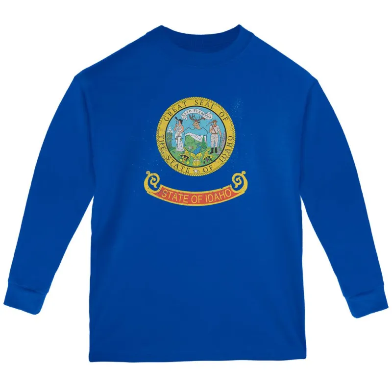 Born and Raised Idaho State Flag Youth Long Sleeve T Shirt sold by Old Glory