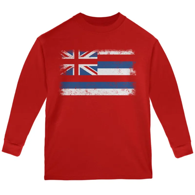 Born and Raised Hawaii State Flag Youth Long Sleeve T Shirt sold by Old Glory