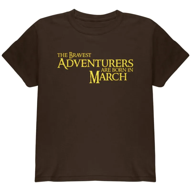 Brave Adventurers are Born in March Youth T Shirt sold by Old Glory