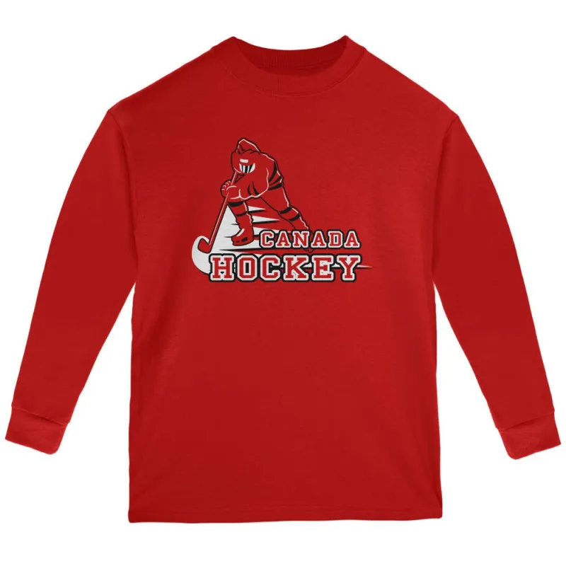 Fast Hockey Player Country Canada Youth Long Sleeve T Shirt sold by Old Glory