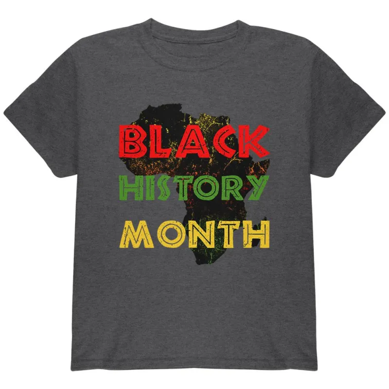 Black History Month Africa Distressed Youth T Shirt made by Old Glory