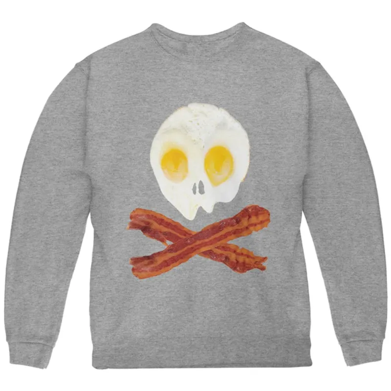 Eggs And Bacon Skull And Cross Bones Youth Sweatshirt sold by Old Glory