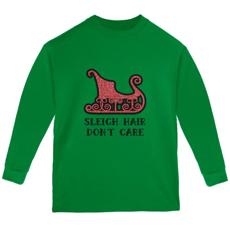 Christmas Sleigh Hair Don't Care Youth Long Sleeve T Shirt sold by Old Glory
