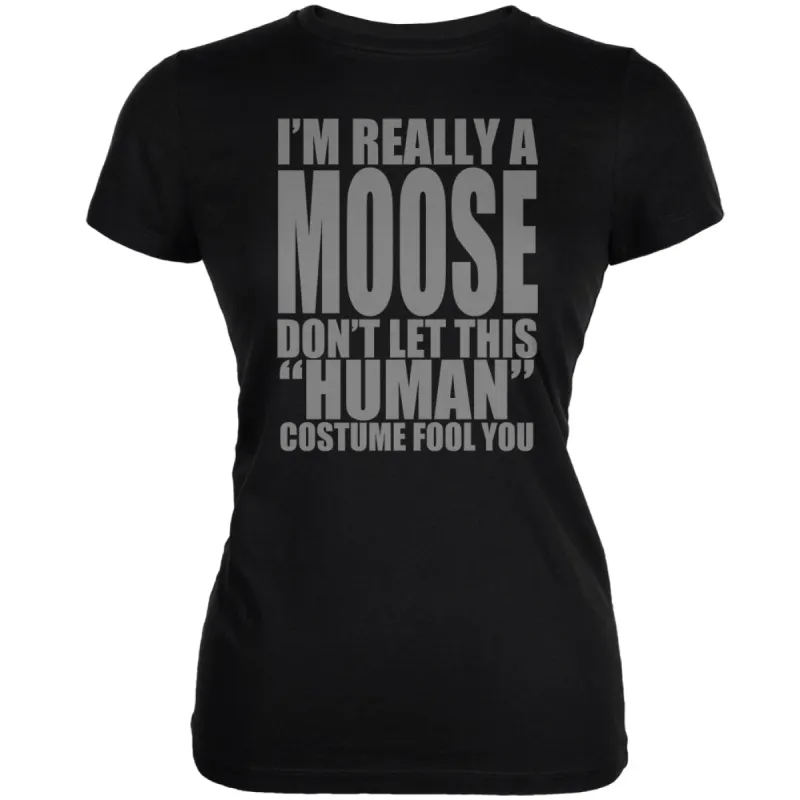 Halloween Human Moose Costume Black Juniors Soft T-Shirt sold by Old Glory
