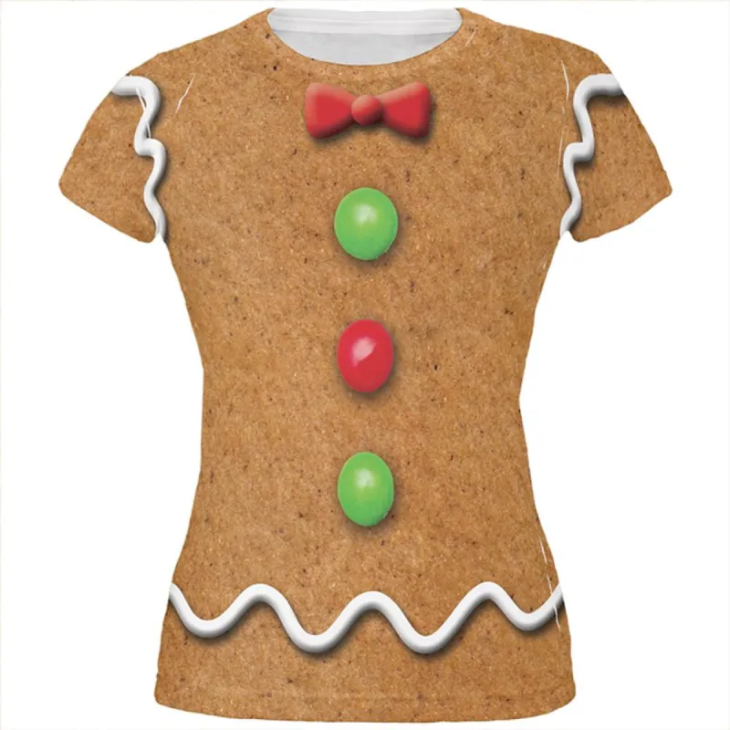 Gingerbread Man Costume All Over Juniors T Shirt sold by Old Glory