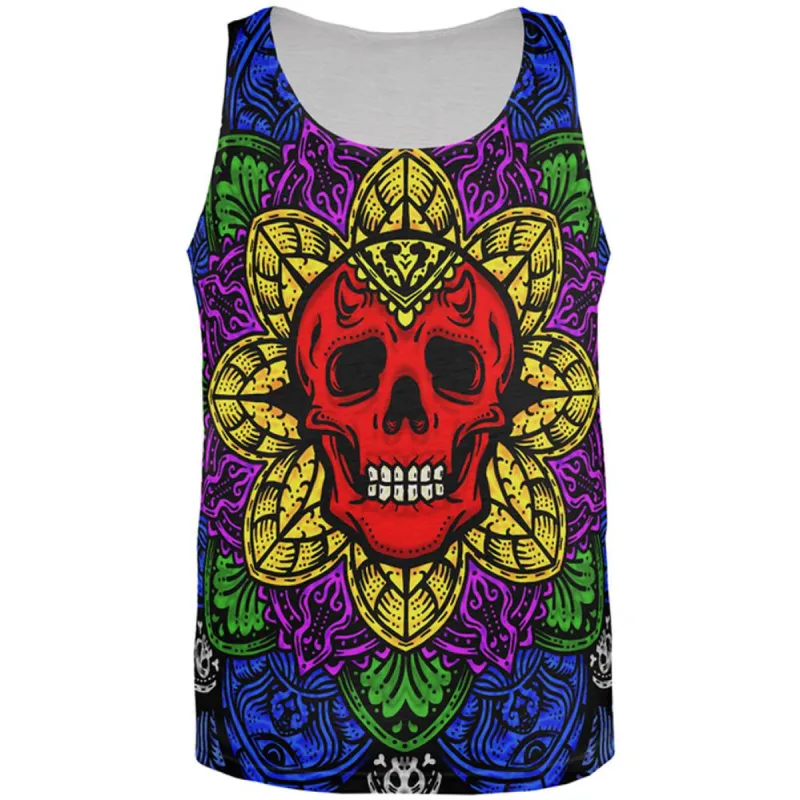 Halloween Demon Skull Mandala All Over Mens Tank Top sold by Old Glory