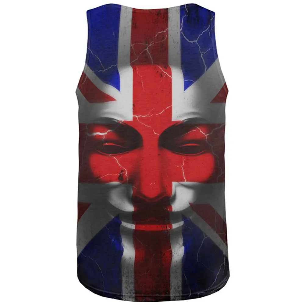 Guy Fawkes Day Union Jack Distressed British Flag Mask All Over Mens Tank Top sold by Old Glory product image thumbnail 2