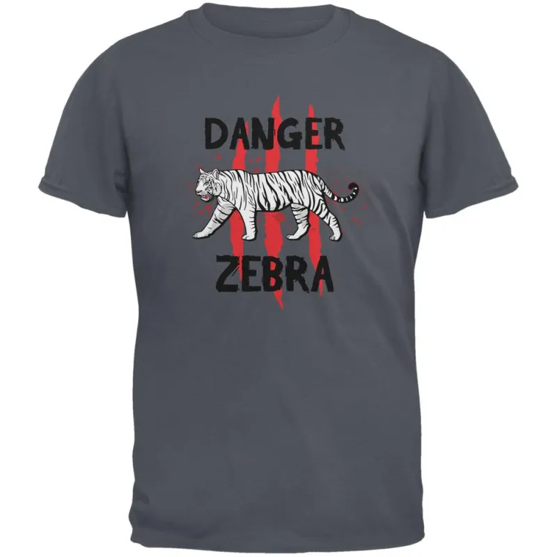 Danger Zebra White Siberian Tiger Charcoal Youth T-Shirt sold by Old Glory