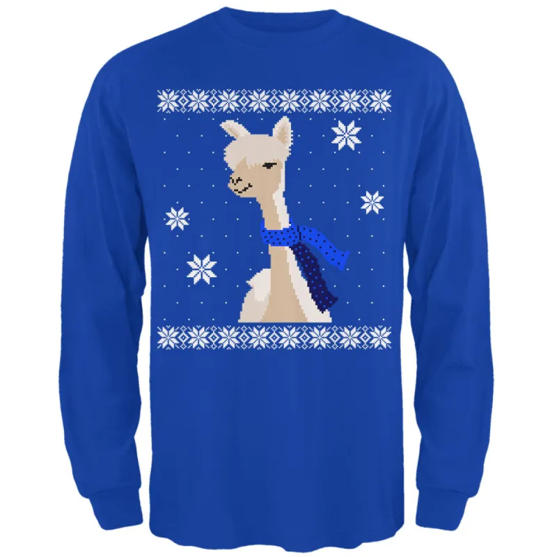 Big Alpaca Scarf Ugly Christmas Sweater Mens Long Sleeve T Shirt sold by Old Glory