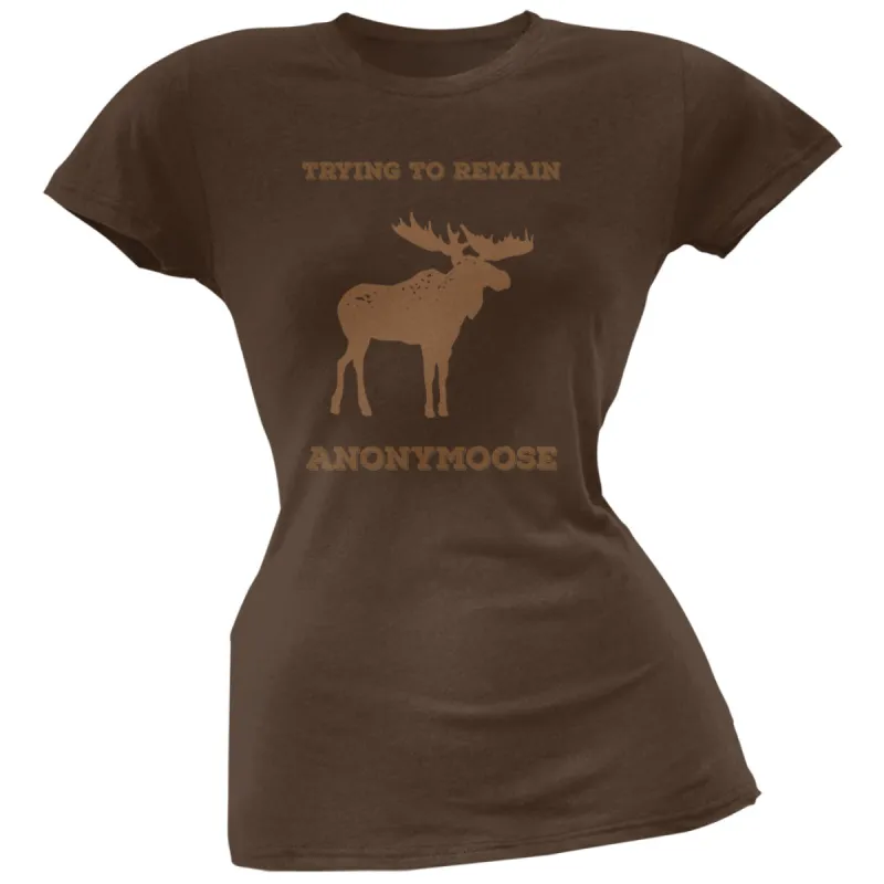 PAWS - Moose Trying to Remain Anonymoose Brown Soft Juniors T-Shirt sold by Old Glory