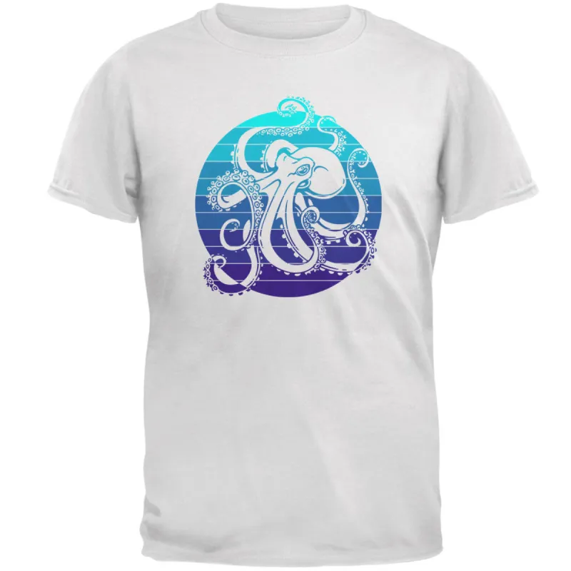 Kraken Octopus Ocean Retro Sunset Circle Mens Soft T Shirt sold by Old Glory
