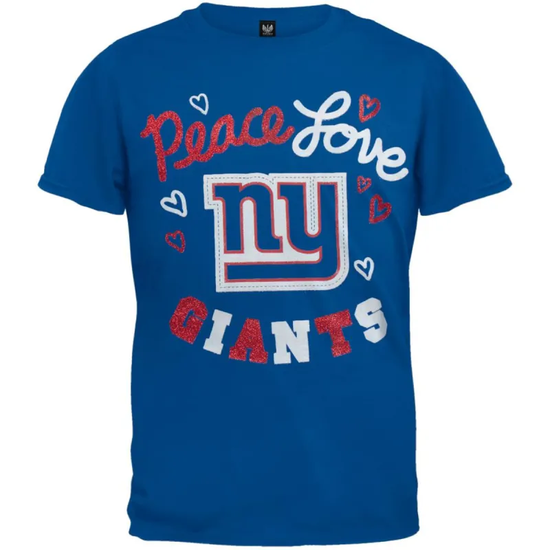 New York Giants - Glitter Peace Love Logo Youth T-Shirt sold by Old Glory