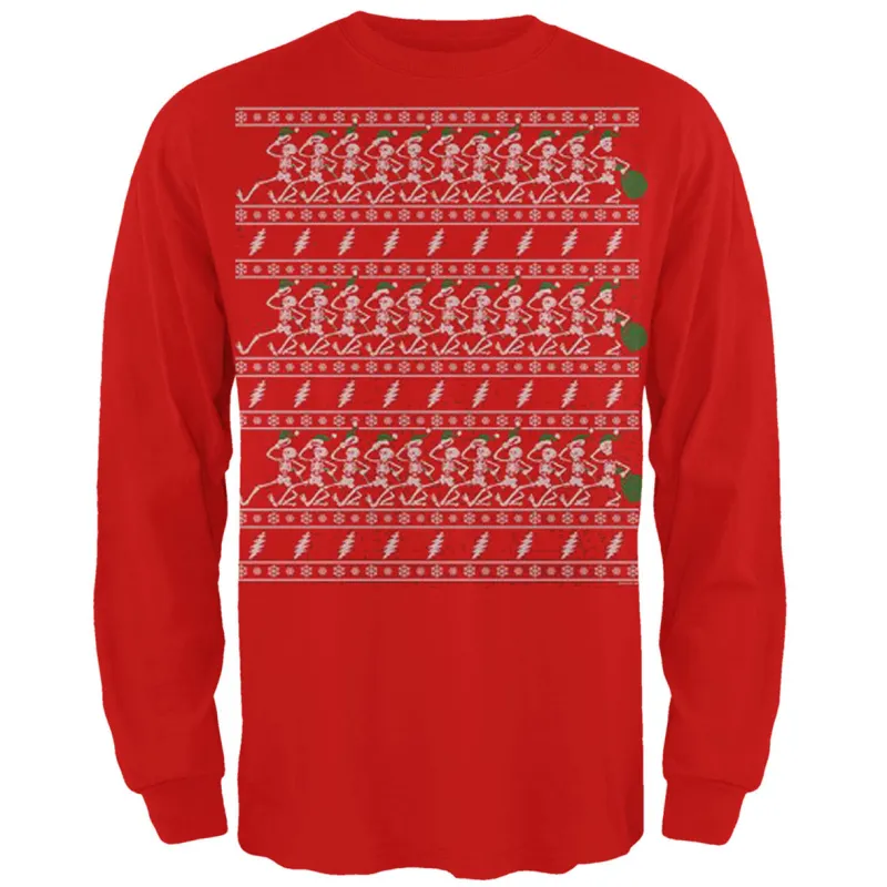 Grateful Dead - Dancin Skeletons Xmas Sweater Mens Long Sleeve T Shirt sold by Old Glory