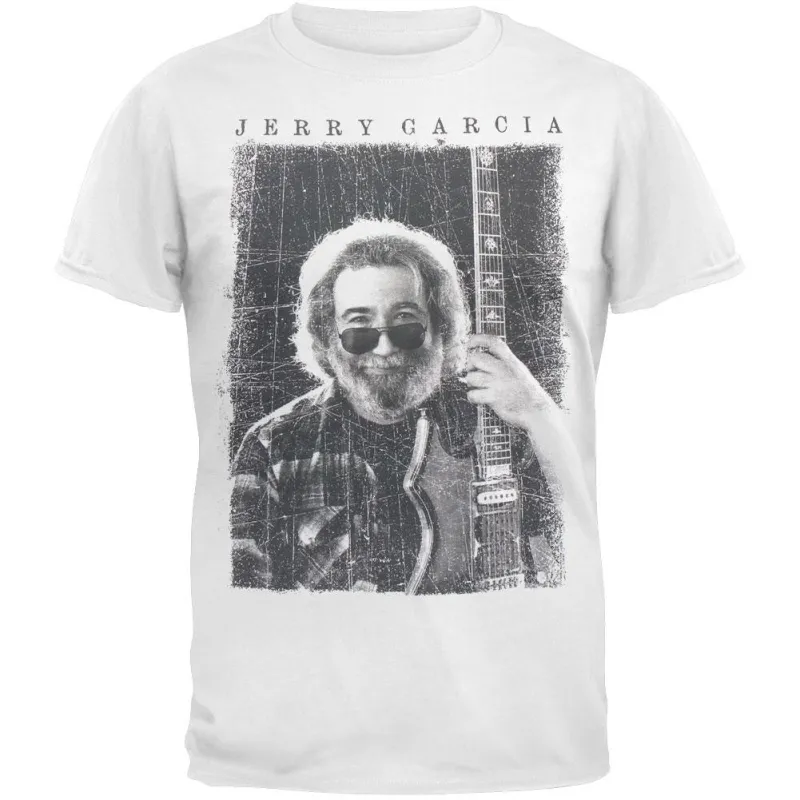 Jerry Garcia - Distressted Guitar Portait Adult T-Shirt sold by Old Glory