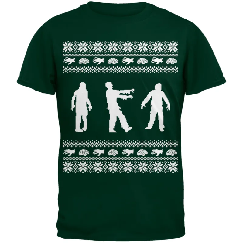 Zombie Ugly Christmas Sweater Green Adult T-Shirt sold by Old Glory