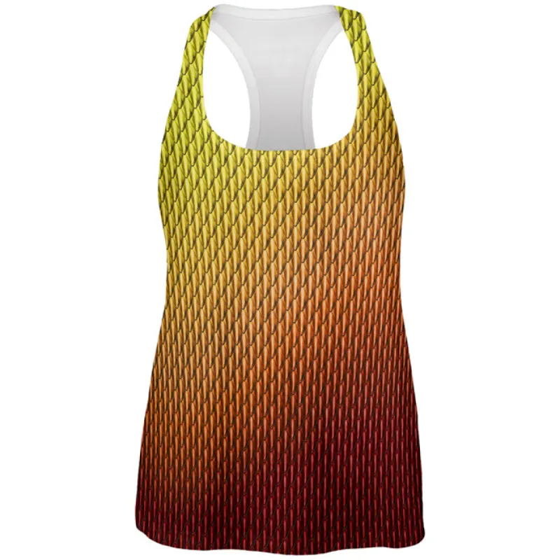 Halloween Red Fire Dragon Scales Costume All Over Womens Work Out Tank Top sold by Old Glory