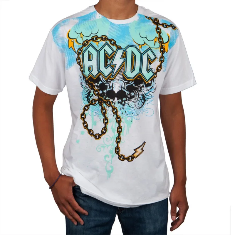 AC/DC - Skulls & Lightning Chain All-Over T-Shirt made by AC/DC