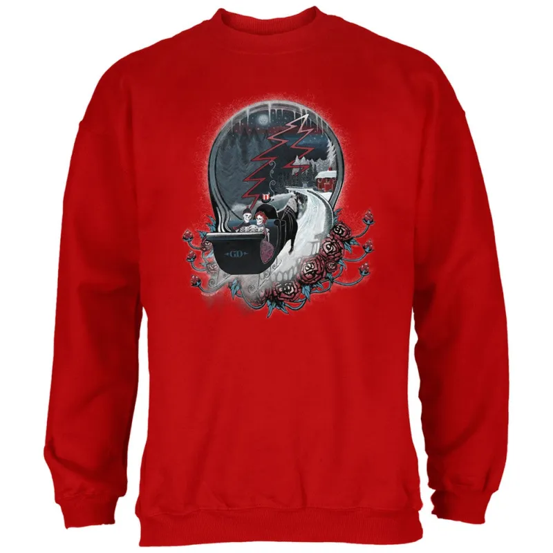 Grateful Dead Christmas Winter Skeleton Sleigh Steal Your Face Mens Crewneck Sweatshirt made by Grateful Dead