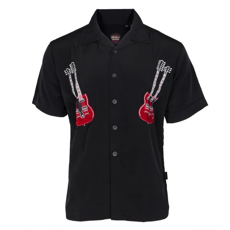 Double Neck Guitars Men's Club Shirt made by Old Glory