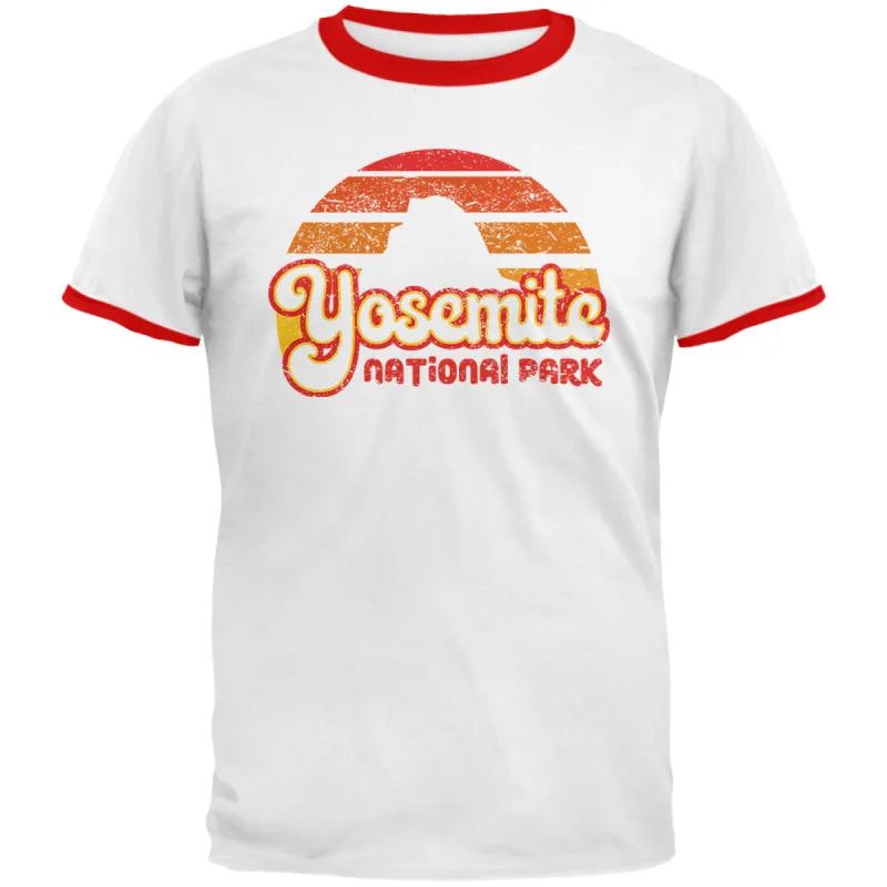 National Park Retro 70s Sunset Yosemite Mens Ringer T Shirt sold by Old Glory
