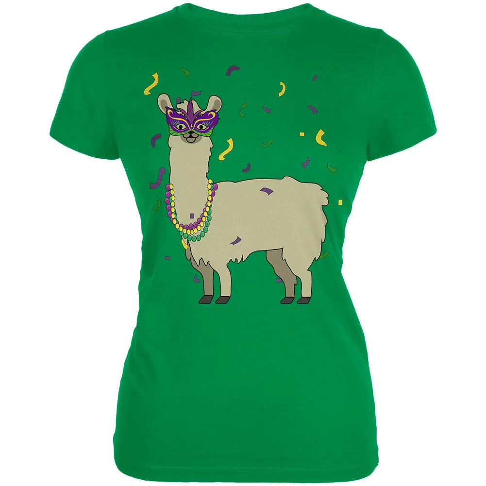 Mardi Gras Llama Beads Mask Juniors Soft T Shirt sold by Old Glory product image thumbnail 2