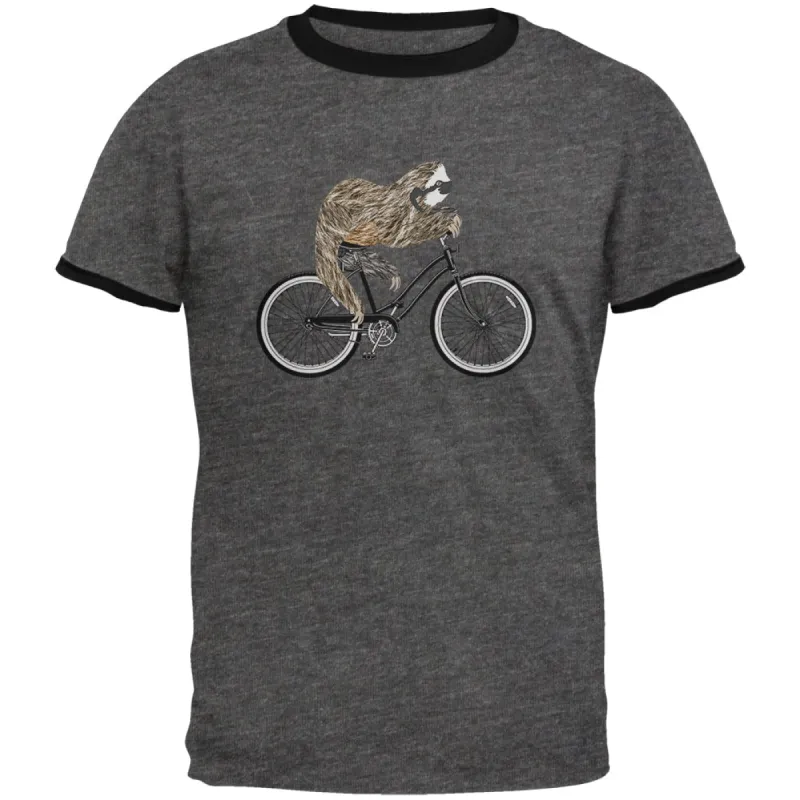 Bicycle Sloth Mens Ringer T Shirt sold by Old Glory
