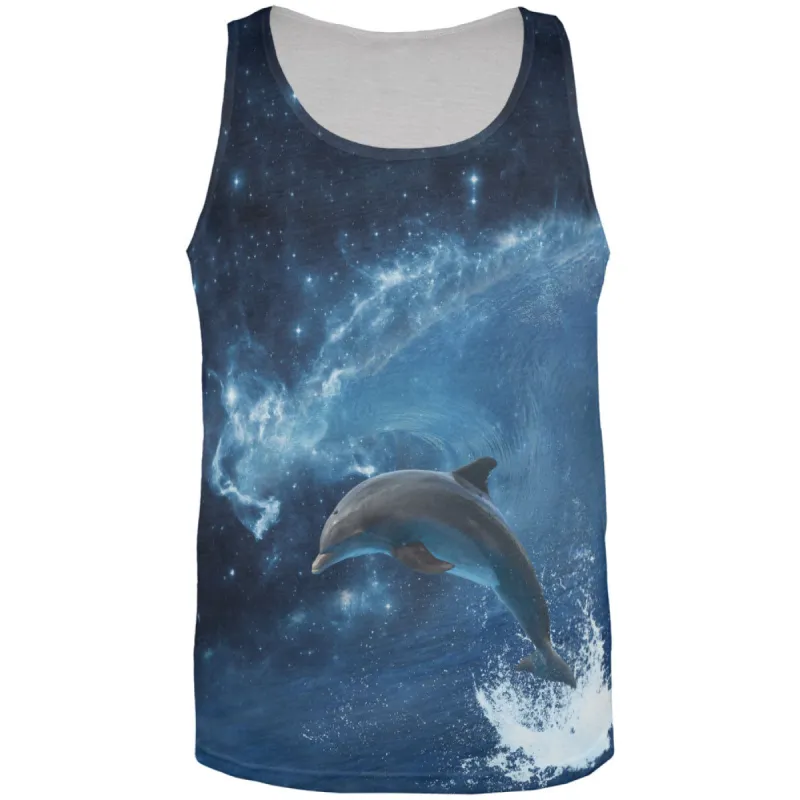 Dolphin IN SPACE All Over Adult Tank Top sold by Old Glory