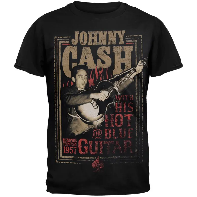 Johnny Cash - Hot Blue Guitar T-Shirt sold by Old Glory