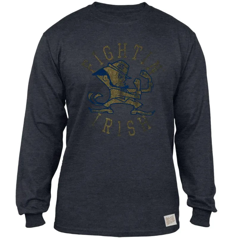 Notre Dame Fighting Irish - Distressed Mascot Tri-Blend Adult Long Sleeve T-Shirt made by Old Glory