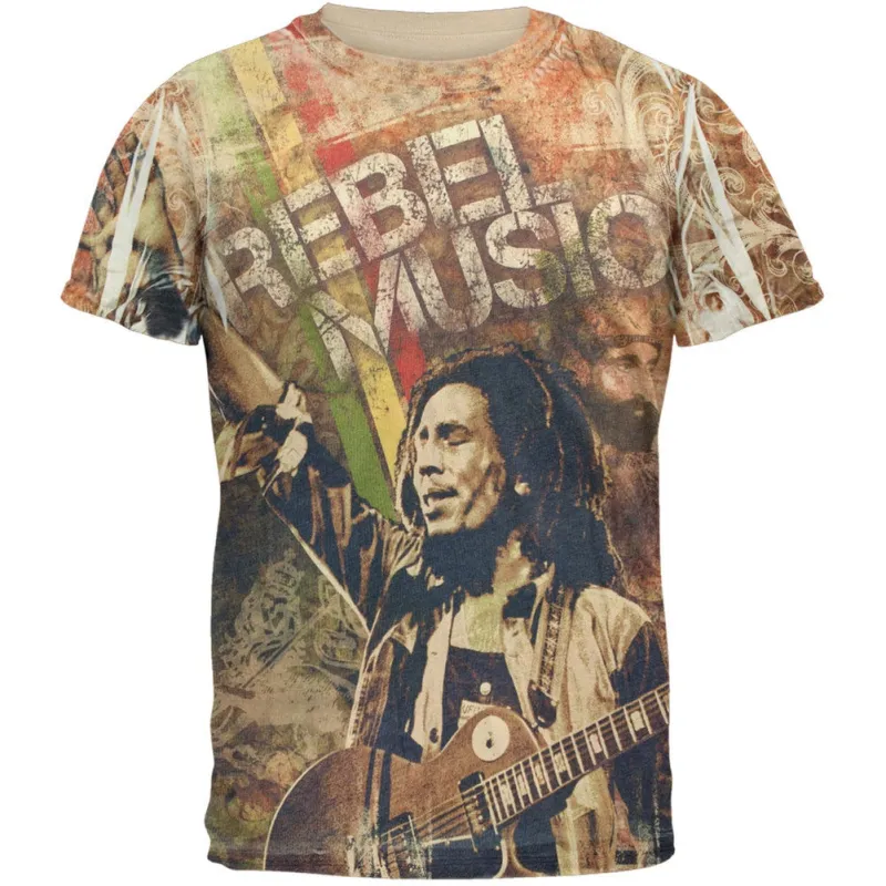 Bob Marley - Rebel Jumbo All Over Soft T-Shirt made by Old Glory