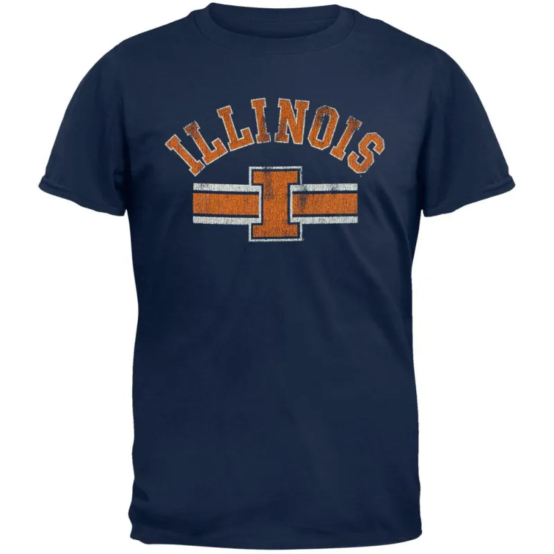 Illinois Fighting Illini - Distressed Band Logo Vintage Adult Soft T-Shirt made by Old Glory