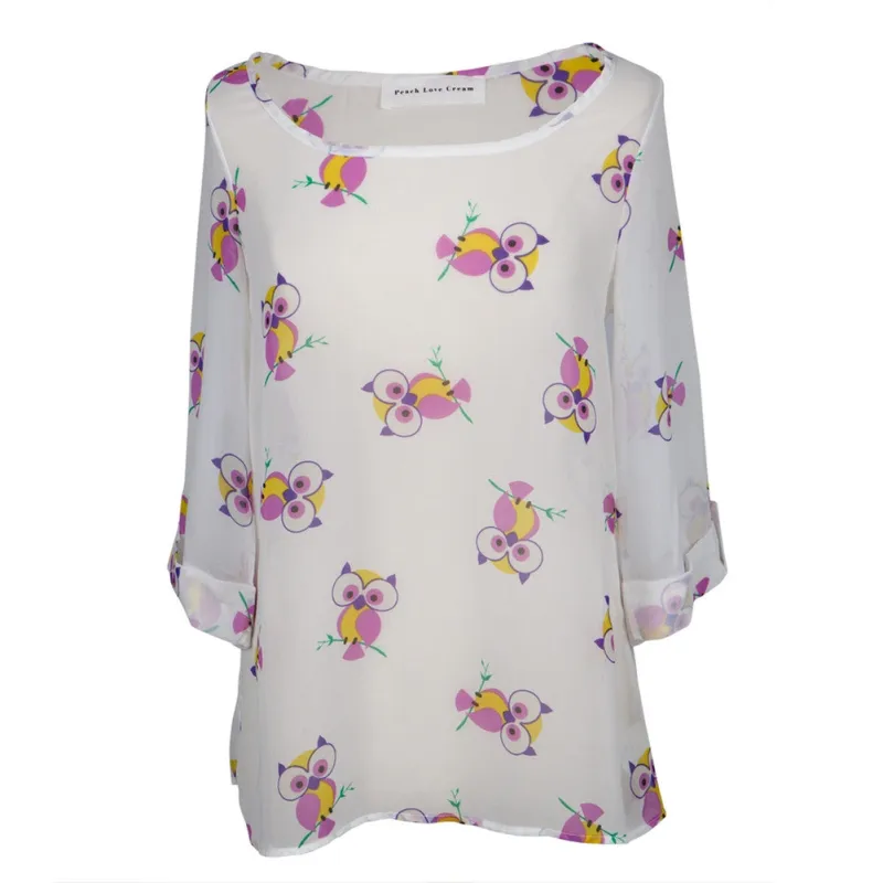Owl on a Branch All-Over Women's Blouse made by Old Glory
