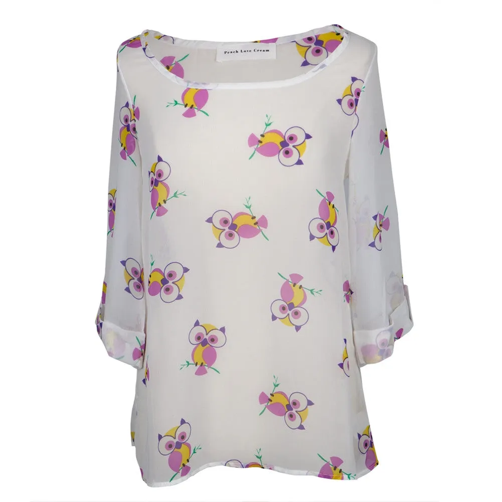 Owl on a Branch All-Over Women's Blouse sold by Old Glory