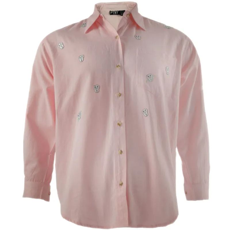 Dentist Happy Tooth Patch Button Up Adult Long Sleeve T-Shirt made by Old Glory