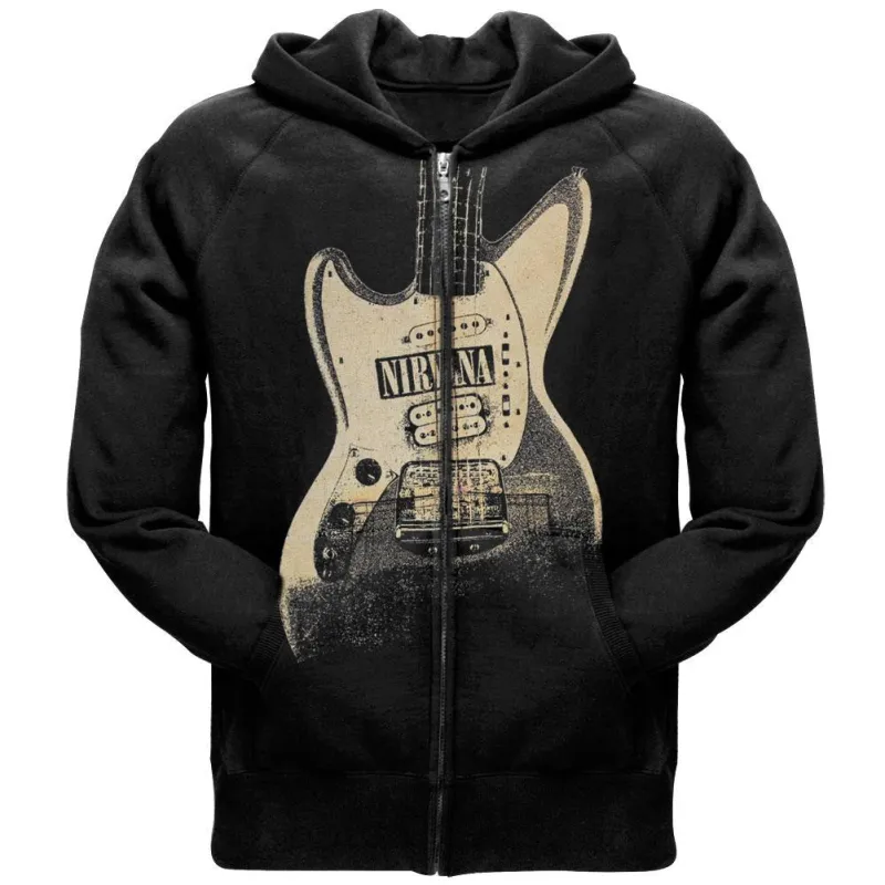 Nirvana - Guitar Zip Black Hoodie made by NIRVANA
