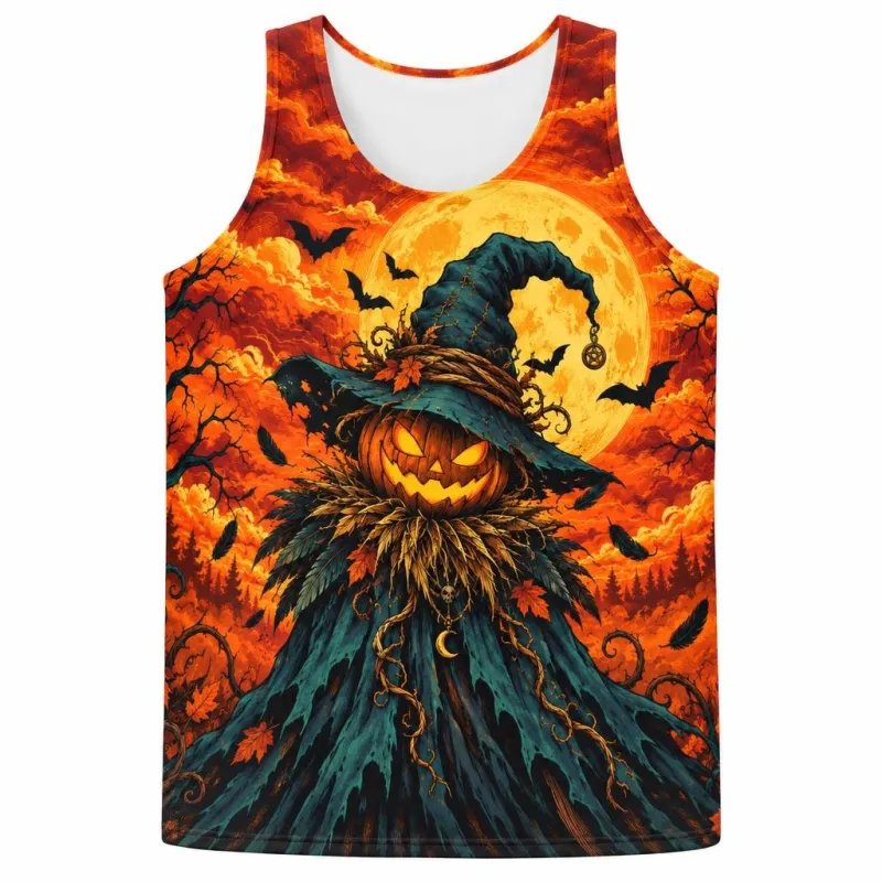 Pumpkin Patch Fright Scarecrow All Over Mens Tank Top made by Old Glory
