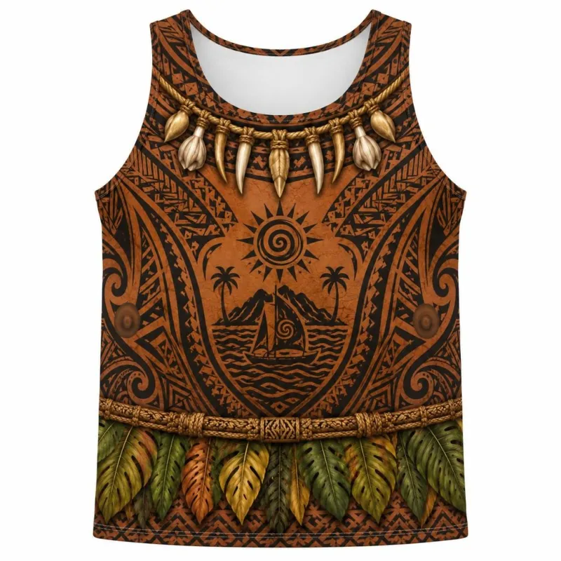 Polynesian Island Warrior Costume All Over Men's Tank Top made by Old Glory