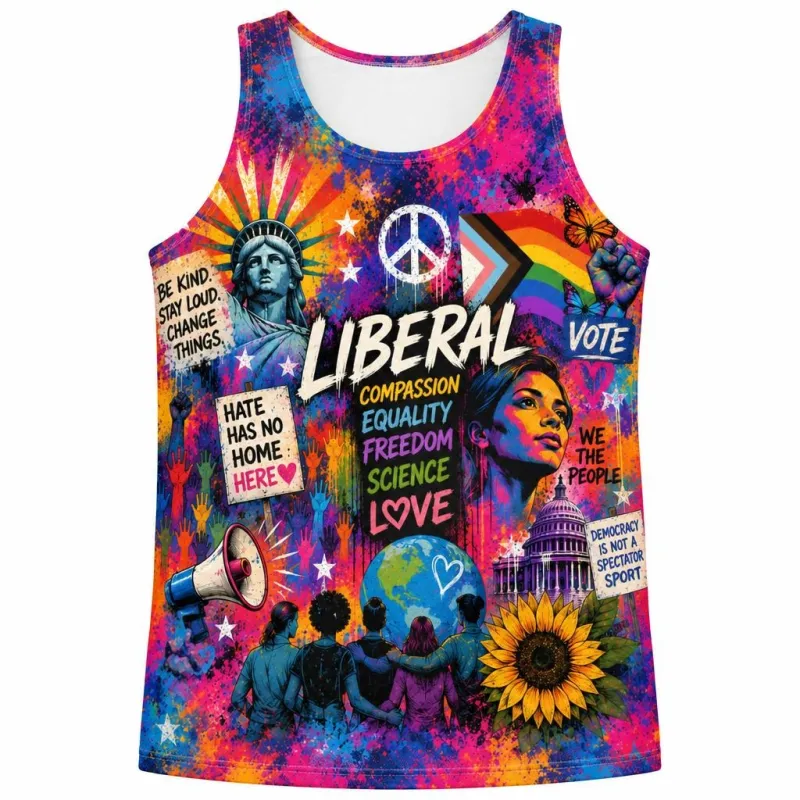Liberal Pride Collage All Over Men's Tank Top made by Old Glory