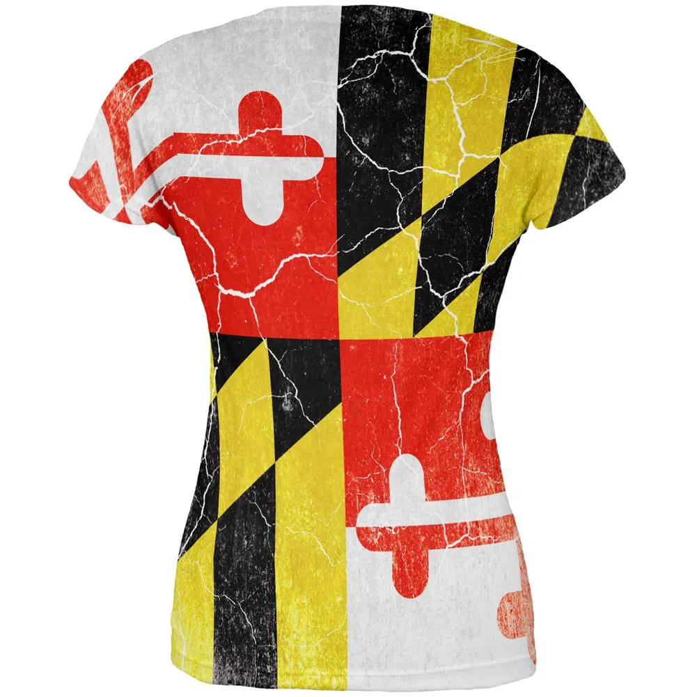 Maryland Vintage Distressed State Flag All Over Juniors T Shirt sold by Old Glory product image thumbnail 2