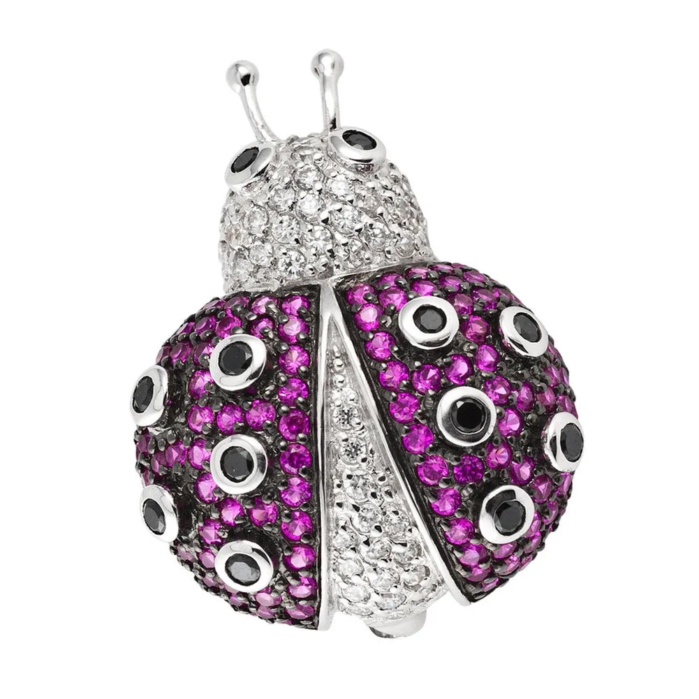 Zirconia Studded Ladybug Sterling Silver Pin/Pendant sold by Old Glory